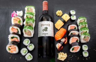 Sushi mit Wein