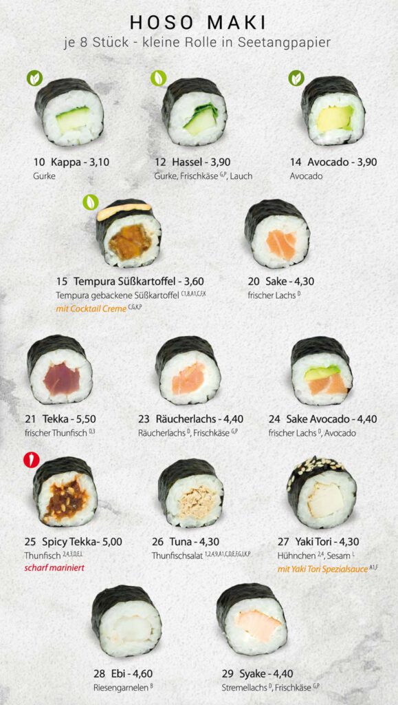 Speisekarte | 🍣SUSHIFREUNDE