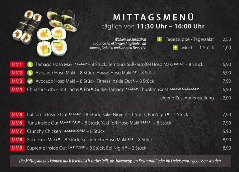 Sushi Leipzig All You Can Eat Speisekarte | 🍣SUSHIFREUNDE