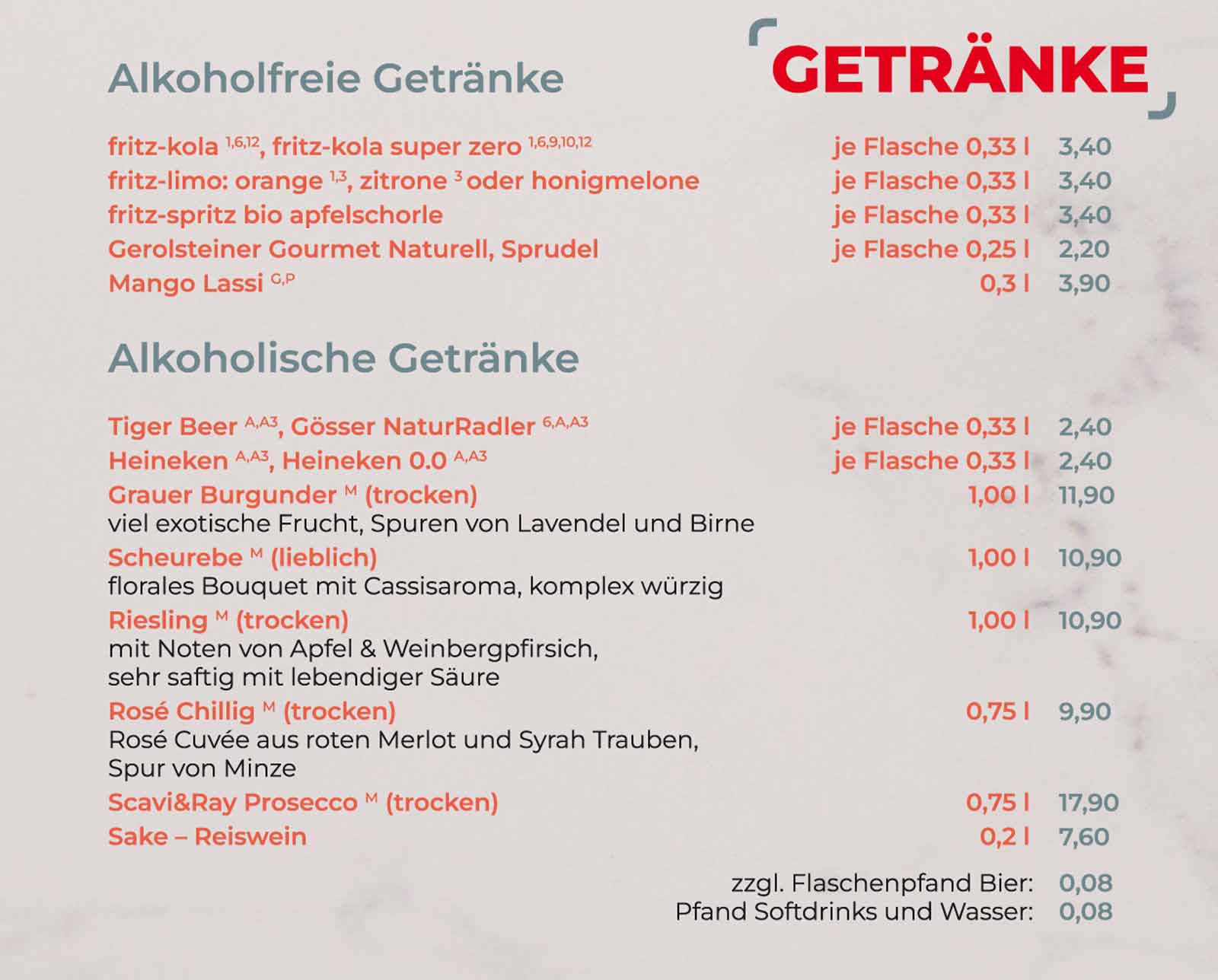 Sushifreunde Speisekarte | Getränke