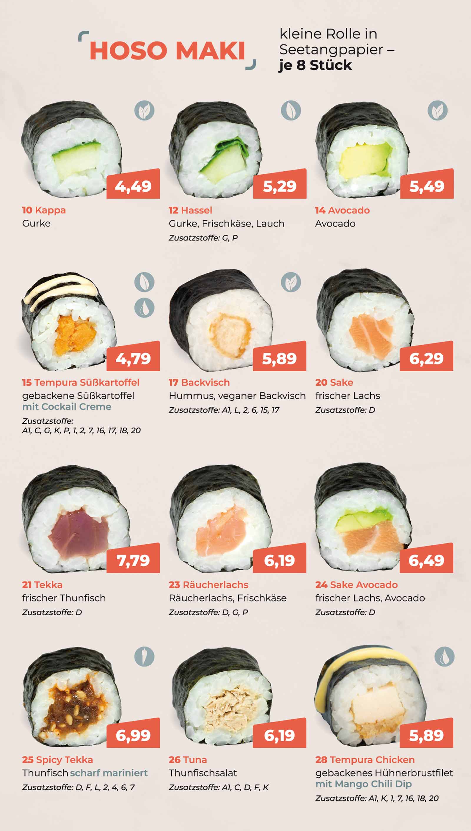 Sushifreunde Speisekarte | Hoso Maki
