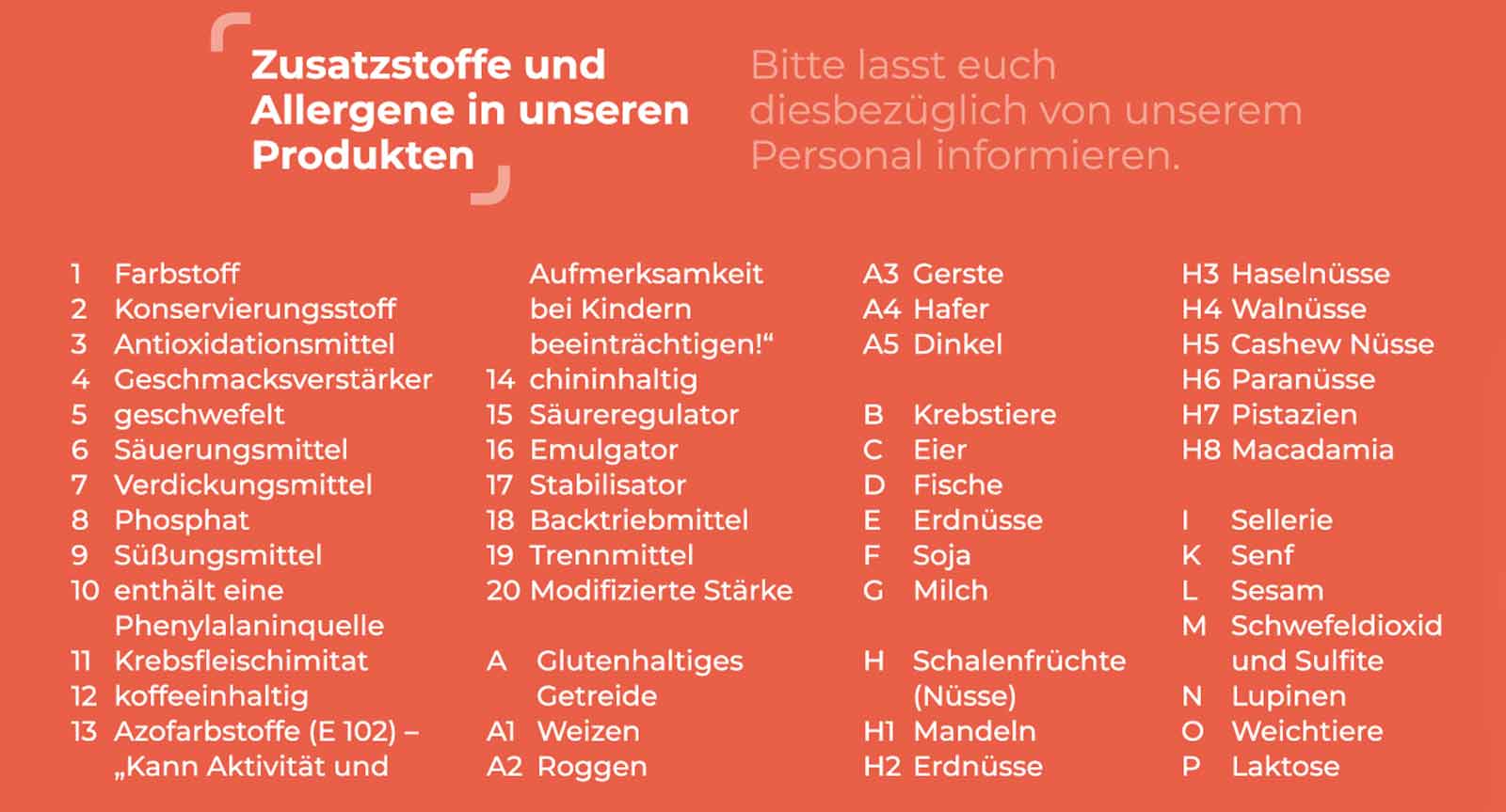 Sushifreunde Speisekarte | Zusatzstoffe und Allergene